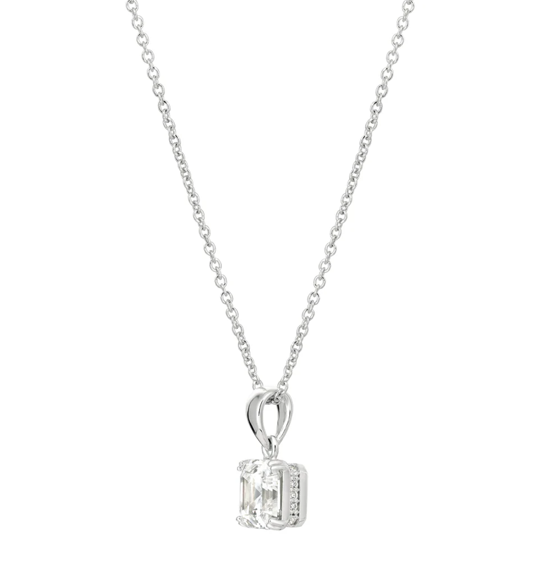 Crislu Royal Asscher Cut Pendant Necklace finished in Pure Platinum