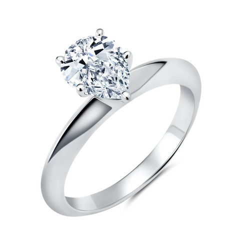 Crislu Tiffany Pear Cut Hand Set Cubic Zirconia Engagement Rings Finished In Pure Platinum