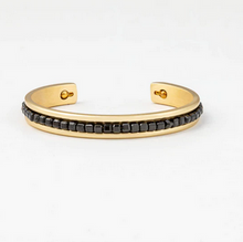 Load image into Gallery viewer, Hyde Forty-Seven Gold Brushed Black Spinel Beaded Stacker