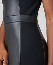 Load image into Gallery viewer, Spanx Leather-like Combo Fitted Dress Luxe Black