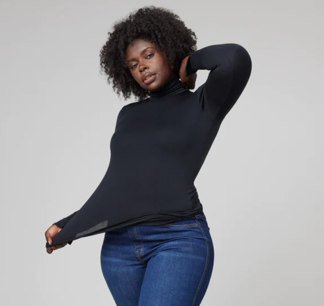 Spanx Long Sleeve Turtleneck Very Black – The Blue Collection