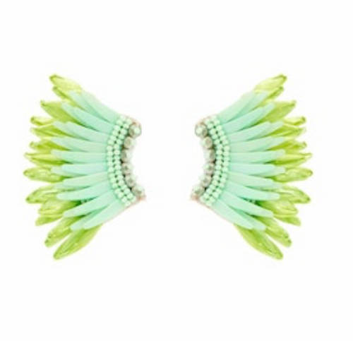 Mignonne Gavigan Mini Madeline Raffia Earrings Green/Blue