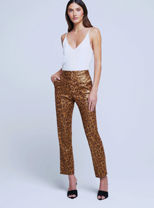 L'Agence Rebel Trouser Pant Gold Foil Cheetah
