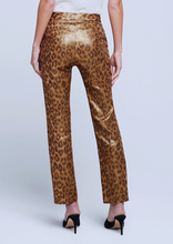 Load image into Gallery viewer, L&#39;Agence Rebel Trouser Pant Gold Foil Cheetah