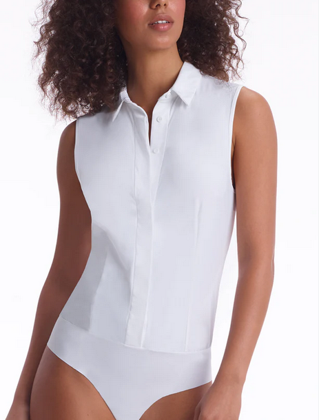 Commando Classic Sleevelesss Button Up Bodysuit White – The Blue Collection