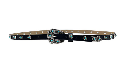 Women's Haily Silver and Turquoise Belt Black