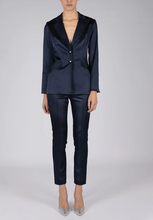 Load image into Gallery viewer, Hilton Hollis Embossed Stretch Satin Jacket Navy