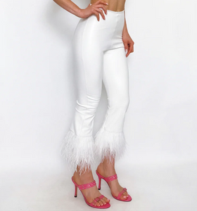 Commando Faux Leather Cropped Flare Feather Leggings White