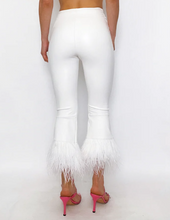 Load image into Gallery viewer, Commando Faux Leather Cropped Flare Feather Leggings White