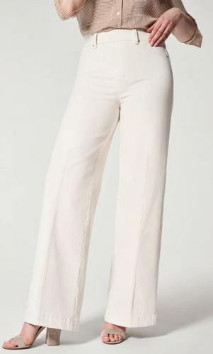 Spanx 20479Q On-The-Go Cropped Wide Leg Pants Classic White - 1X Petite
