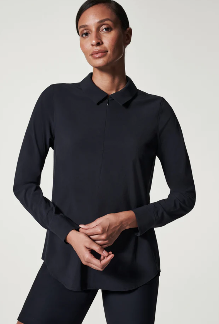 Spanx Black Long Sleeve Shirt Women's Size Medium
