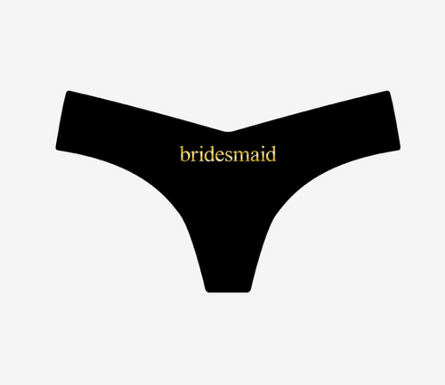 Commando Gold Applique Thong Bridesmaid Black