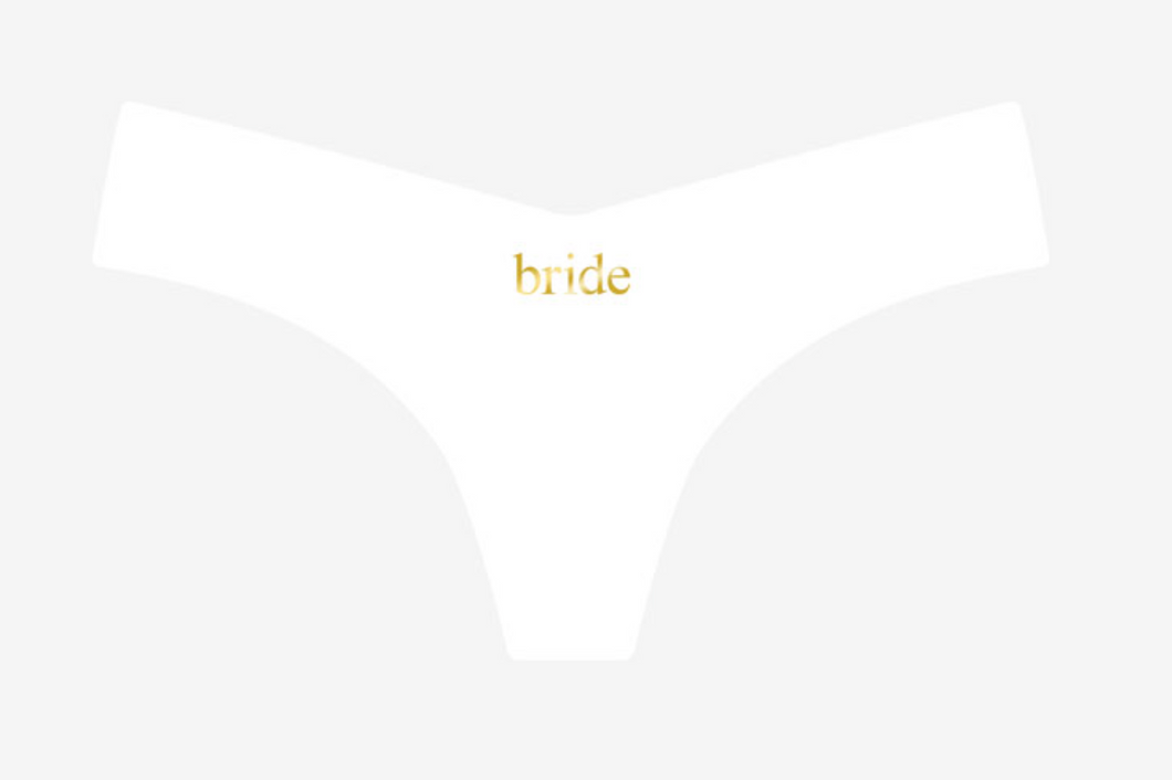 Commando Gold Applique' Thong Bride White