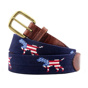 Smathers & Branson Men's Needlepoint Belt (Patriotic Dog)