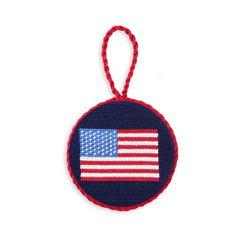 Smathers & Branson Needlepoint Christmas Ornament American Flag