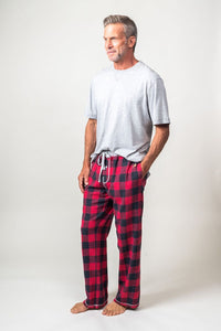 True Grit Men's Buffalo Checkered Flannel PJ Pant (Red)