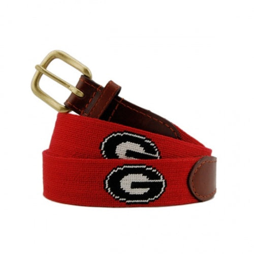 Smathers & Branson Men's Needlepoint Belt Red / Georgia Bulldogs